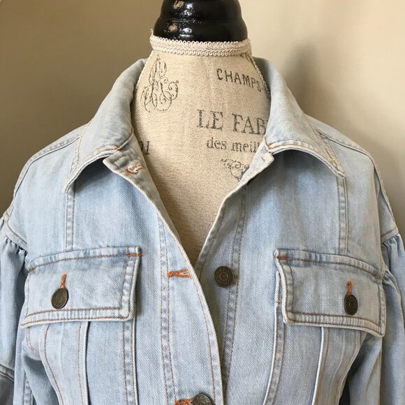Ulla Johnson Atticus Jean Denim Jacket Womens P 0 Blue Cropped Button Down Coat - Picture 4 of 11